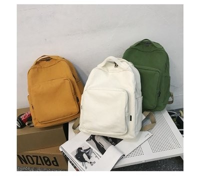 canvas female Korean version solid color versatile backpack